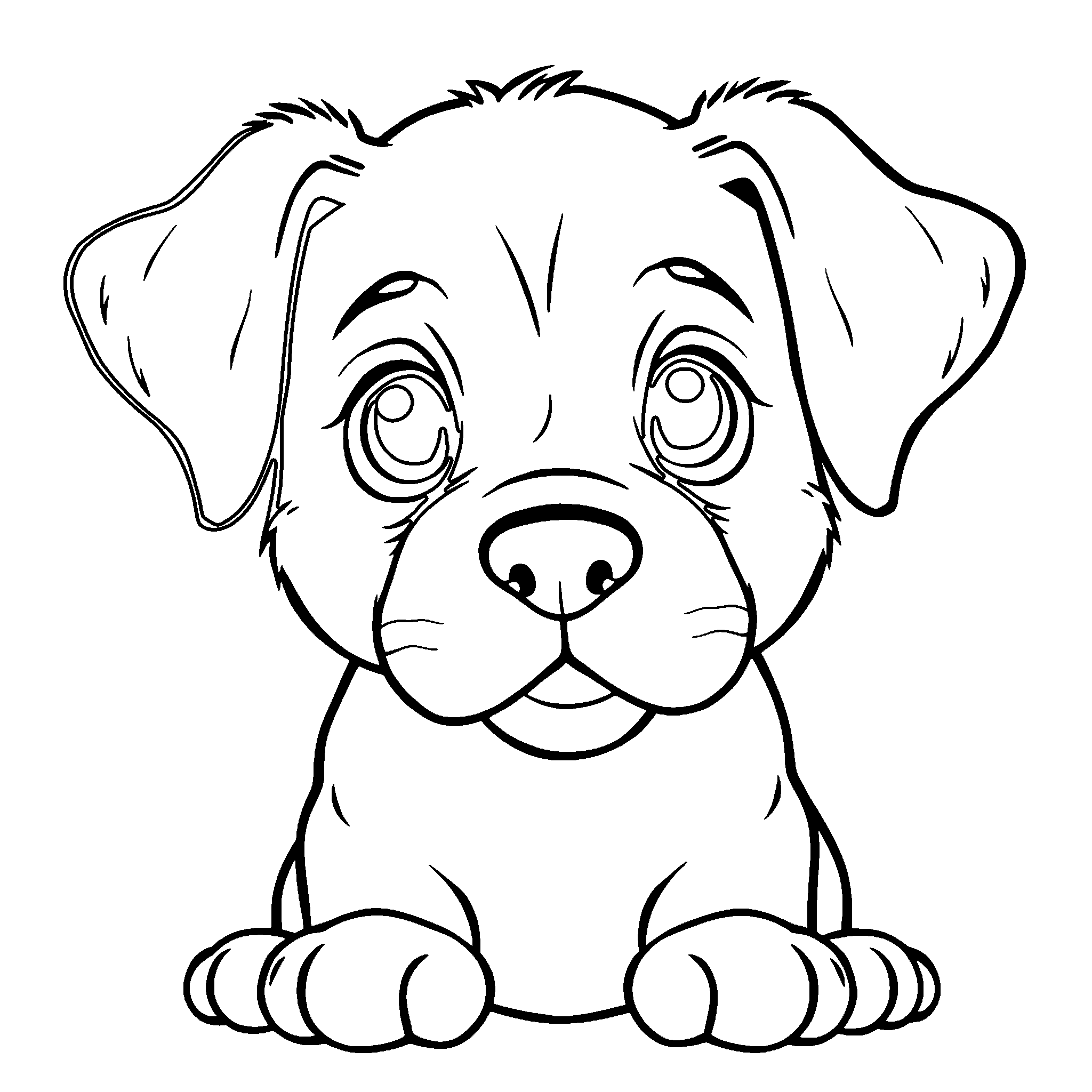 Big puppy face coloring page: one big puppy face with floppy ears