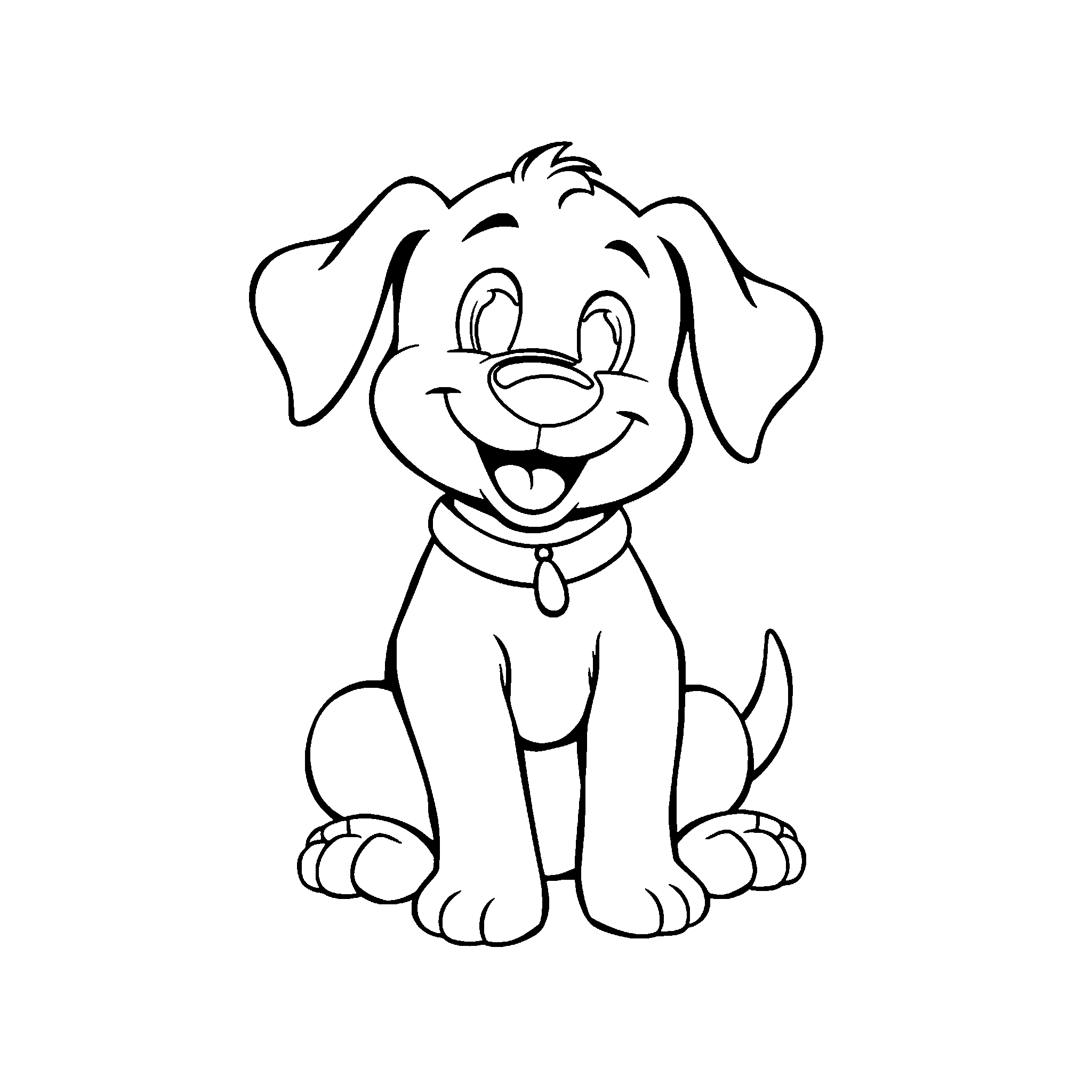Puppy with a bone coloring page: a puppy proudly guarding its bone