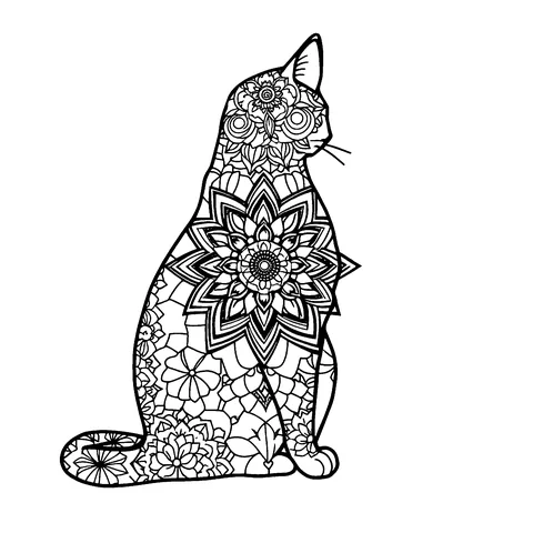 Cat mandala coloring page
