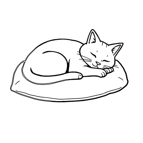 Sleeping cat coloring page