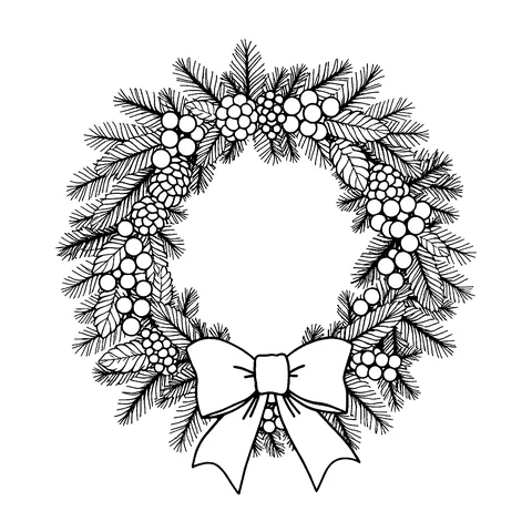 Christmas wreath coloring page