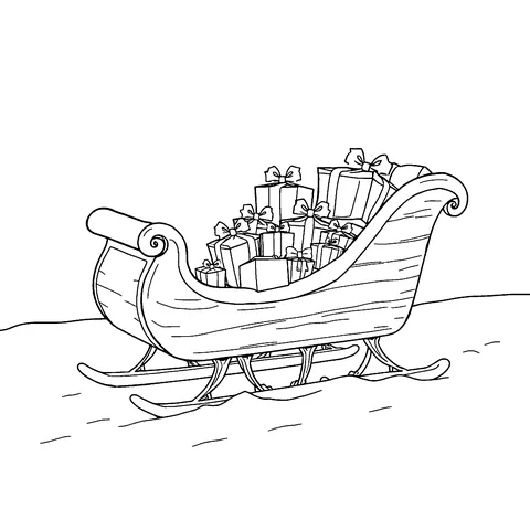 Sleigh full of gifts coloring page