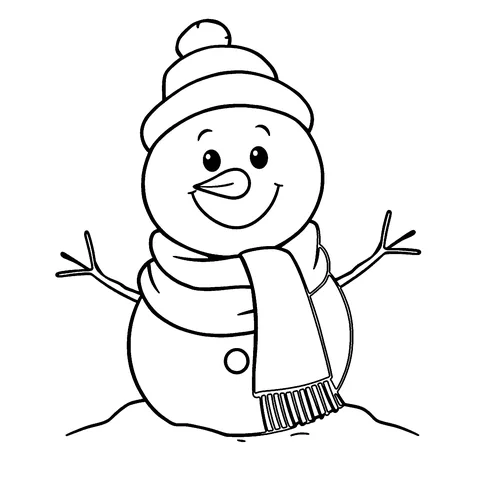 Snowman with scarf coloring page