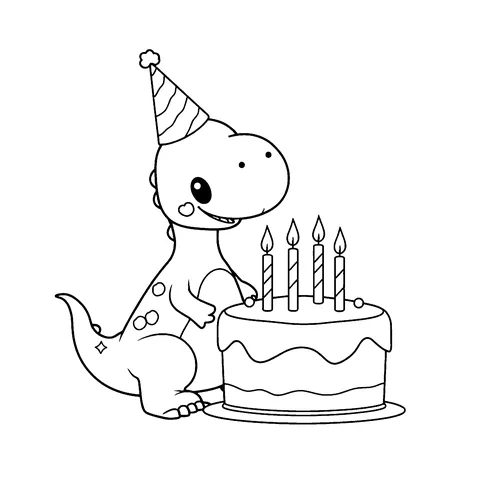 Dinosaur birthday coloring page