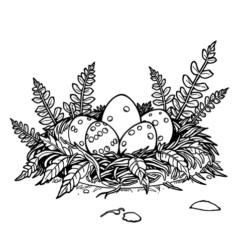 Dinosaur eggs in a nest coloring page