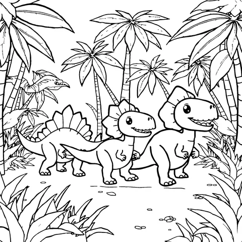 Dinosaur parade coloring page