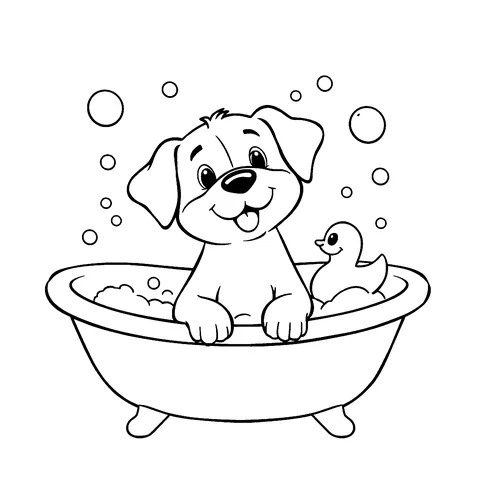 Bath time coloring page