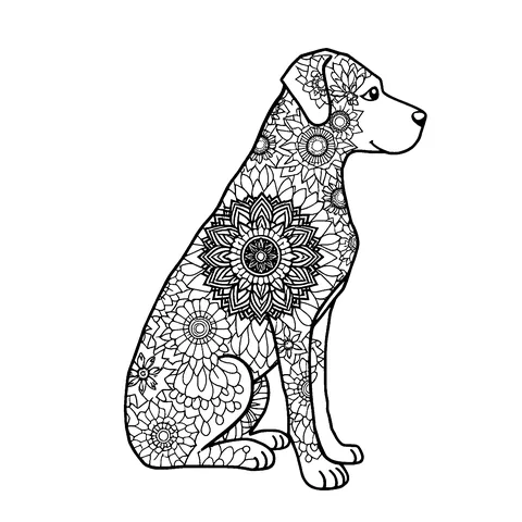 Dog mandala coloring page