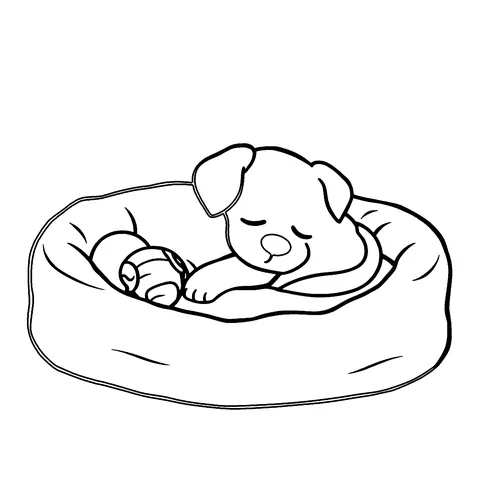 Sleeping puppy coloring page