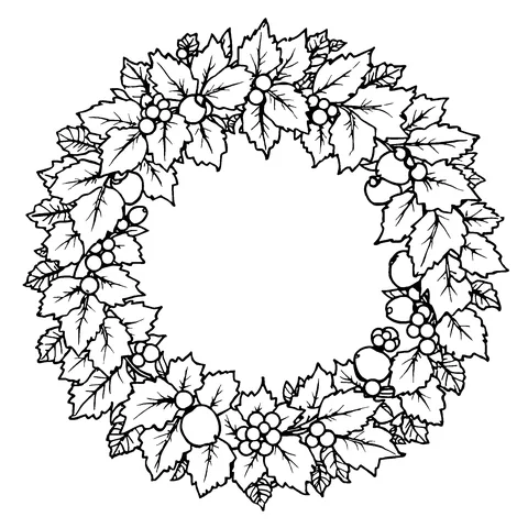 Autumn wreath coloring page