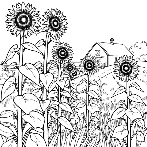Sunflowers coloring page