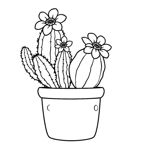 Flowering cactus coloring page