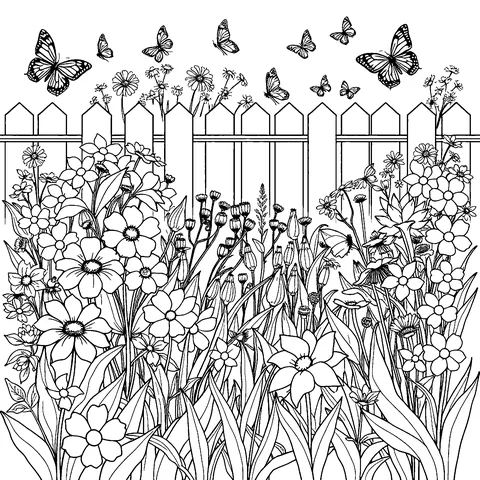 Flower garden coloring page