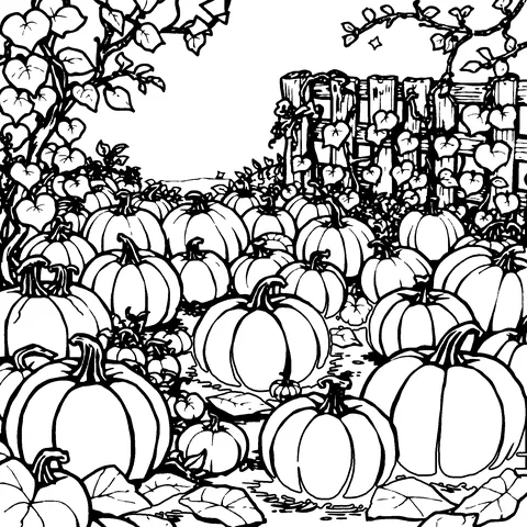 Pumpkin patch coloring page