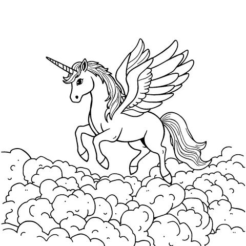 Unicorn with wings coloring page