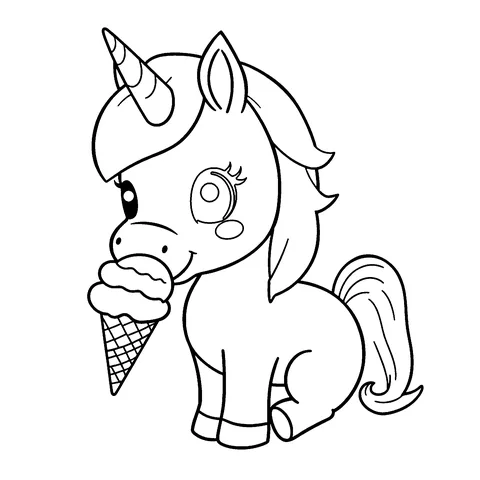 Unicorn ice cream coloring page